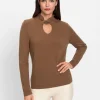 Stehkragenpullover mit geknotetem Detail