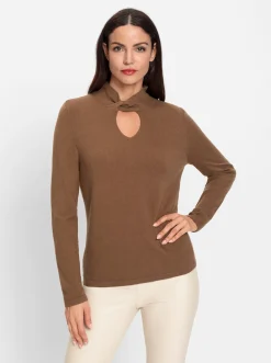 Stehkragenpullover mit geknotetem Detail