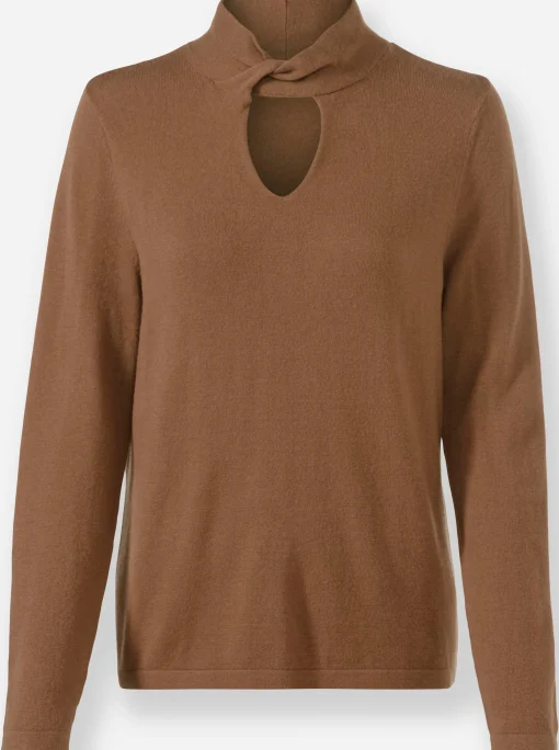 Stehkragenpullover mit geknotetem Detail