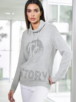 Stehkragenpullover mit Glitzer-Details