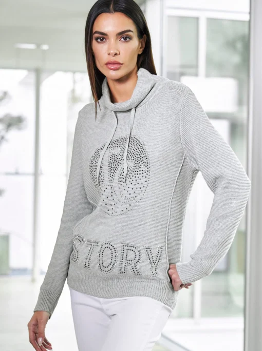 Stehkragenpullover mit Glitzer-Details