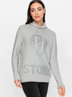 Stehkragenpullover mit Glitzer-Details