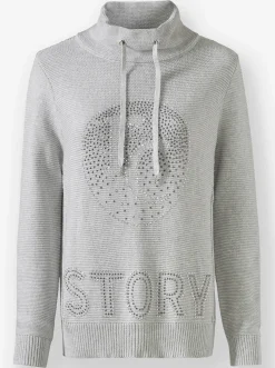 Stehkragenpullover mit Glitzer-Details