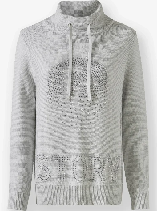 Stehkragenpullover mit Glitzer-Details