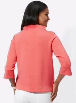 Stehkragenshirt mit 3/4-Ärmeln