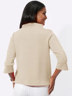 Stehkragenshirt mit 3/4-Ärmeln