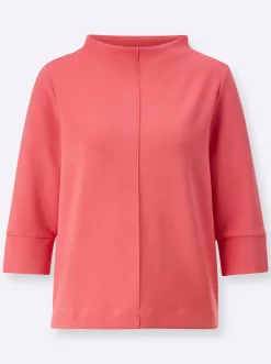 Stehkragenshirt mit 3/4-Ärmeln