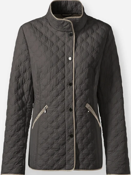 Steppjacke mit kontrastfarbenen Paspeln