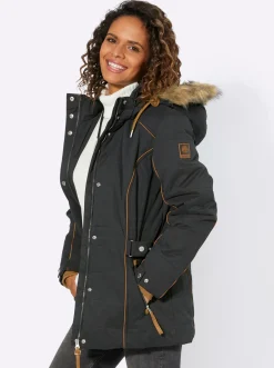Steppjacke mit Pelz-Imitat, abknöpfbar