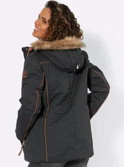 Steppjacke mit Pelz-Imitat, abknöpfbar