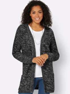 Strickjacke in Longform, meliert