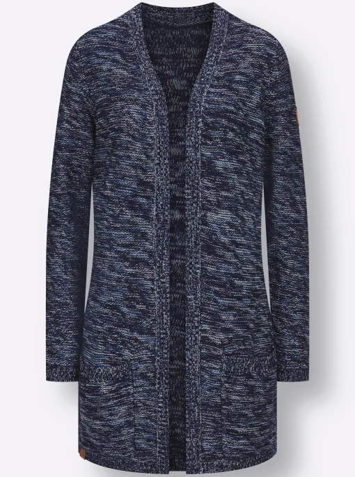 Strickjacke in Longform, meliert