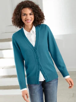 Strickjacke mit farblich abgestimmten Knöpfen
