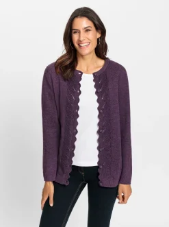 Strickjacke mit gebogter Knopfleiste