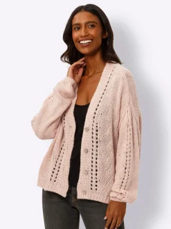 Strickjacke mit Holz-Optik-Knöpfen
