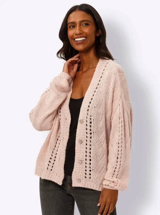 Strickjacke mit Holz-Optik-Knöpfen
