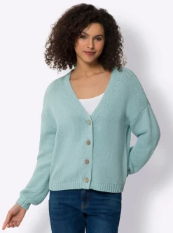Strickjacke mit Knöpfen in Holz-Optik
