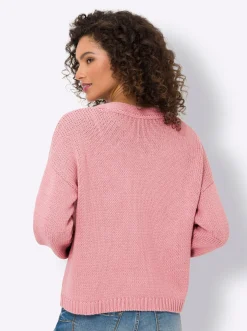 Strickjacke mit Knöpfen in Holz-Optik
