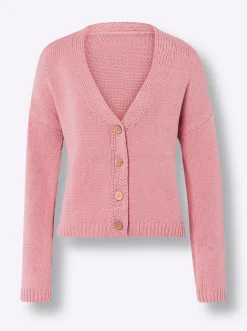 Strickjacke mit Knöpfen in Holz-Optik