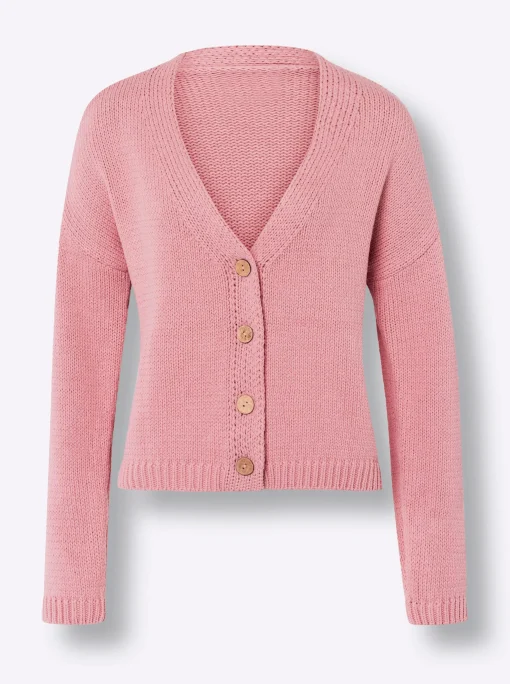 Strickjacke mit Knöpfen in Holz-Optik