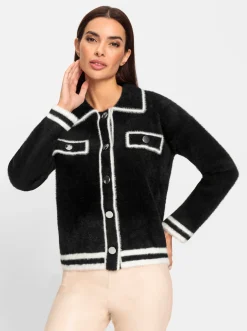 Strickjacke mit Kontrast-Akzenten