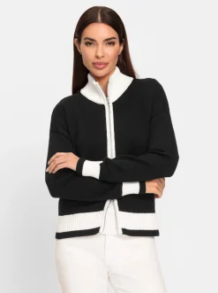 Strickjacke mit Kontrast-Akzenten