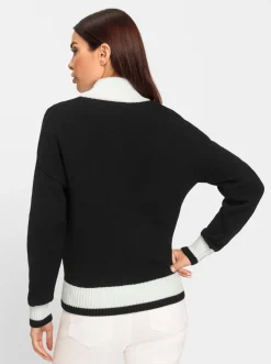 Strickjacke mit Kontrast-Akzenten