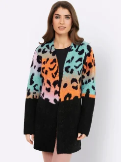 Strickjacke mit Leomuster im Farbverlauf