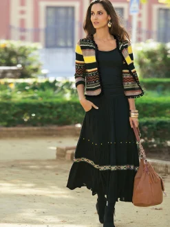 Strickjacke mit Pompom-Borte