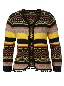 Strickjacke mit Pompom-Borte
