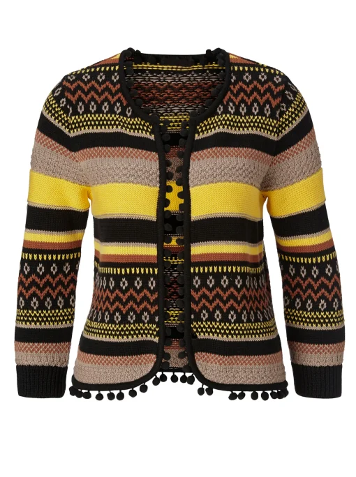 Strickjacke mit Pompom-Borte