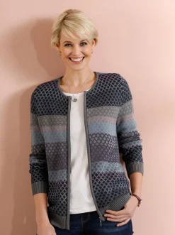 Strickjacke mit Reißverschluss, Jacquard