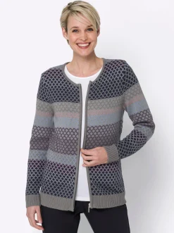 Strickjacke mit Reißverschluss, Jacquard
