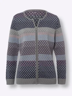 Strickjacke mit Reißverschluss, Jacquard