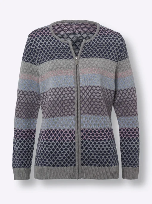 Strickjacke mit Reißverschluss, Jacquard