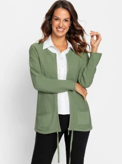Strickjacke mit Tunnelzug am Saum