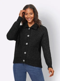 Strickjacke mit variablem Kragen