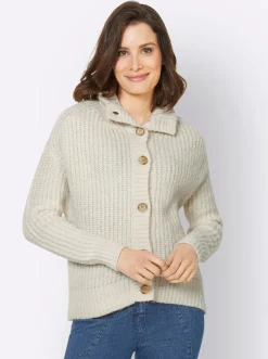 Strickjacke mit variablem Kragen