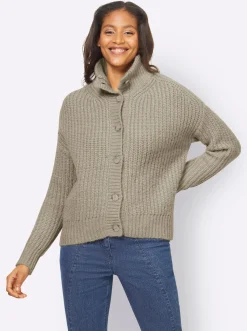 Strickjacke mit variablem Kragen