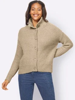 Strickjacke mit variablem Kragen
