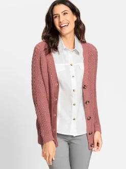 Strickjacke mit Zopf - und Rippenmuster