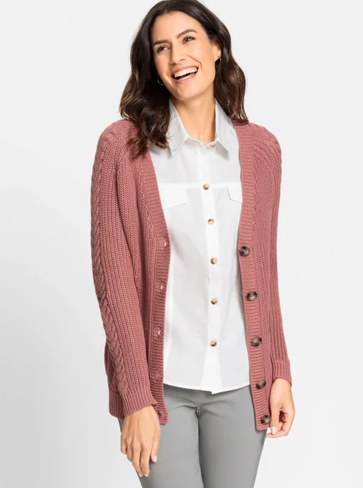 Strickjacke mit Zopf - und Rippenmuster