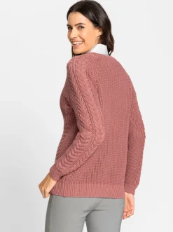 Strickjacke mit Zopf - und Rippenmuster