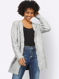 Strickjacke mit Zopfmuster allover