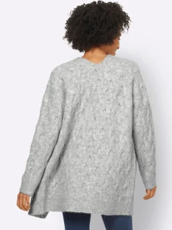 Strickjacke mit Zopfmuster allover