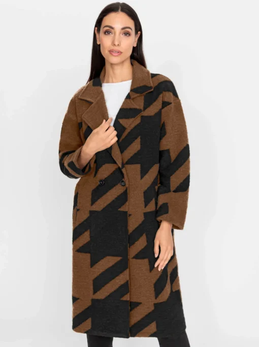 Strickmantel in grafischem Jacquard-Strick