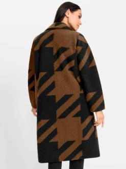 Strickmantel in grafischem Jacquard-Strick