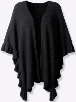 Strickponcho mit Volants
