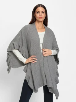 Strickponcho mit Volants