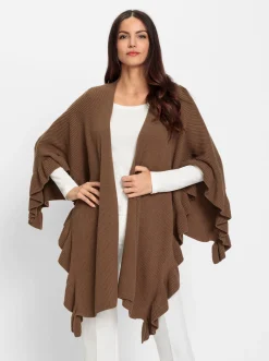 Strickponcho mit Volants